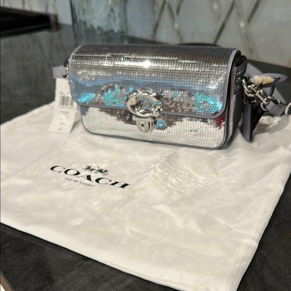 Coach Silver Clutch with Short or Long Strap